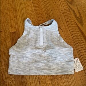 Lululemon White Striped High Neck Bra